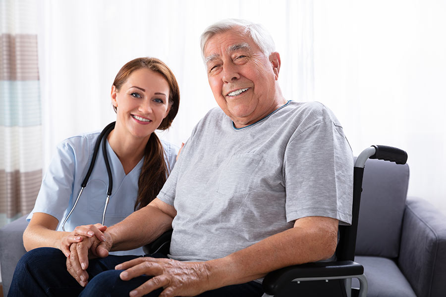 A senior rceiving care while in hospice in Columbus, Ohio.