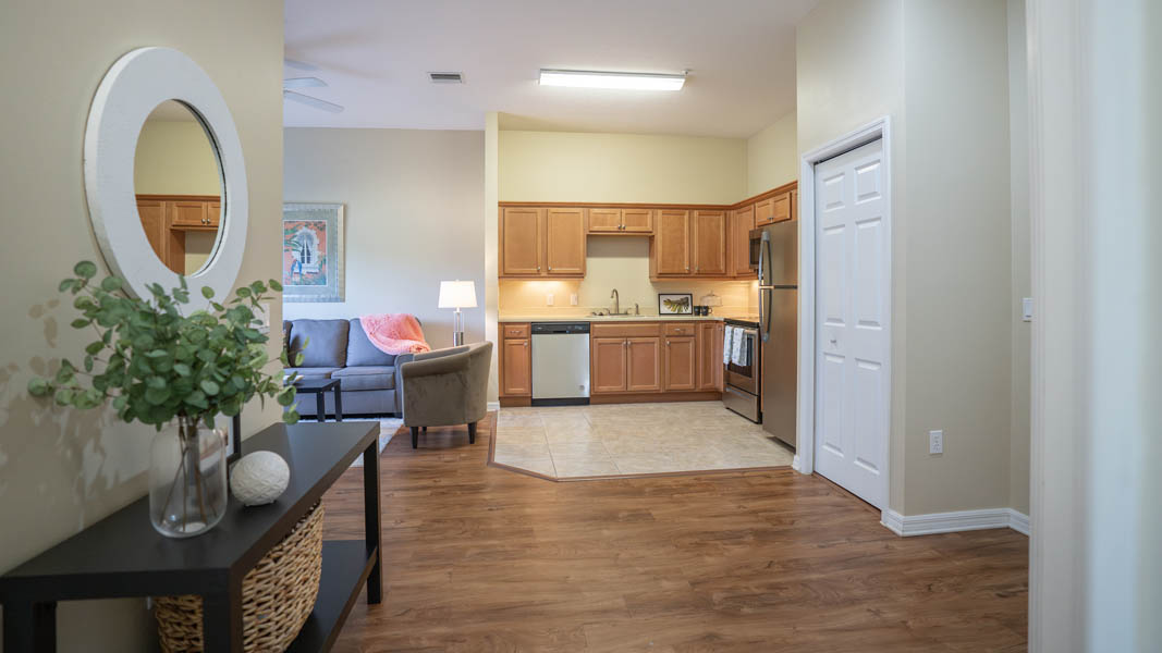 living room and kitchen