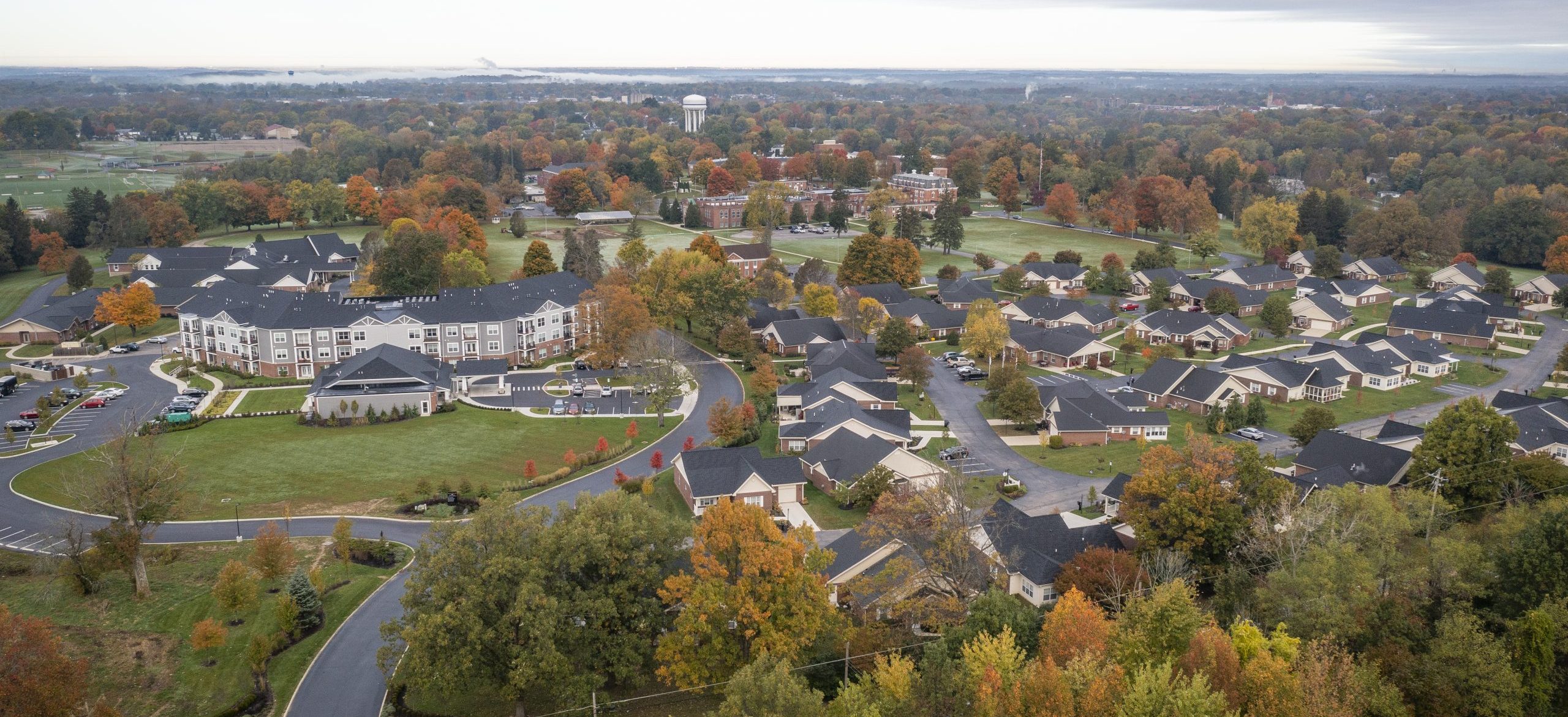 Drone shot of Legacy Village campus