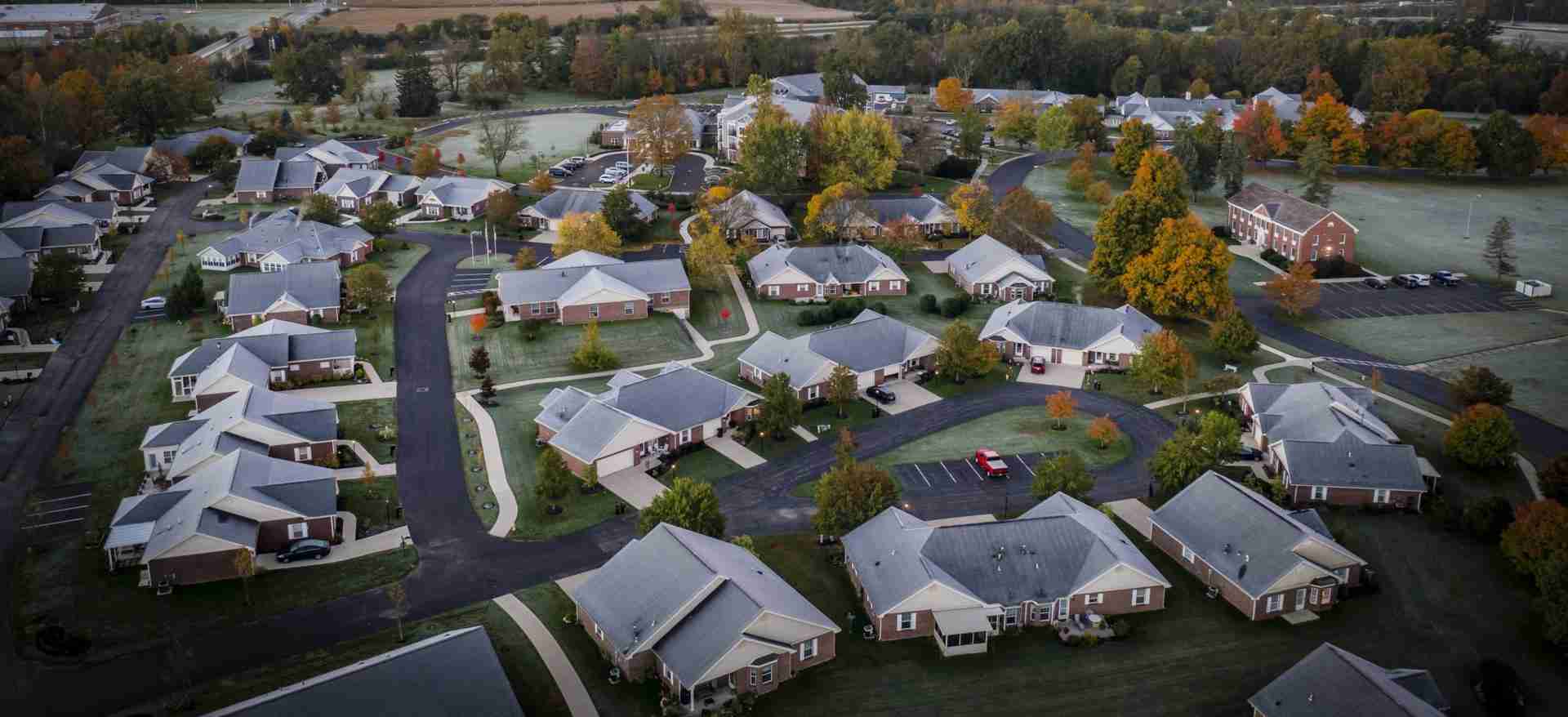 Drone shot of Legacy village campus