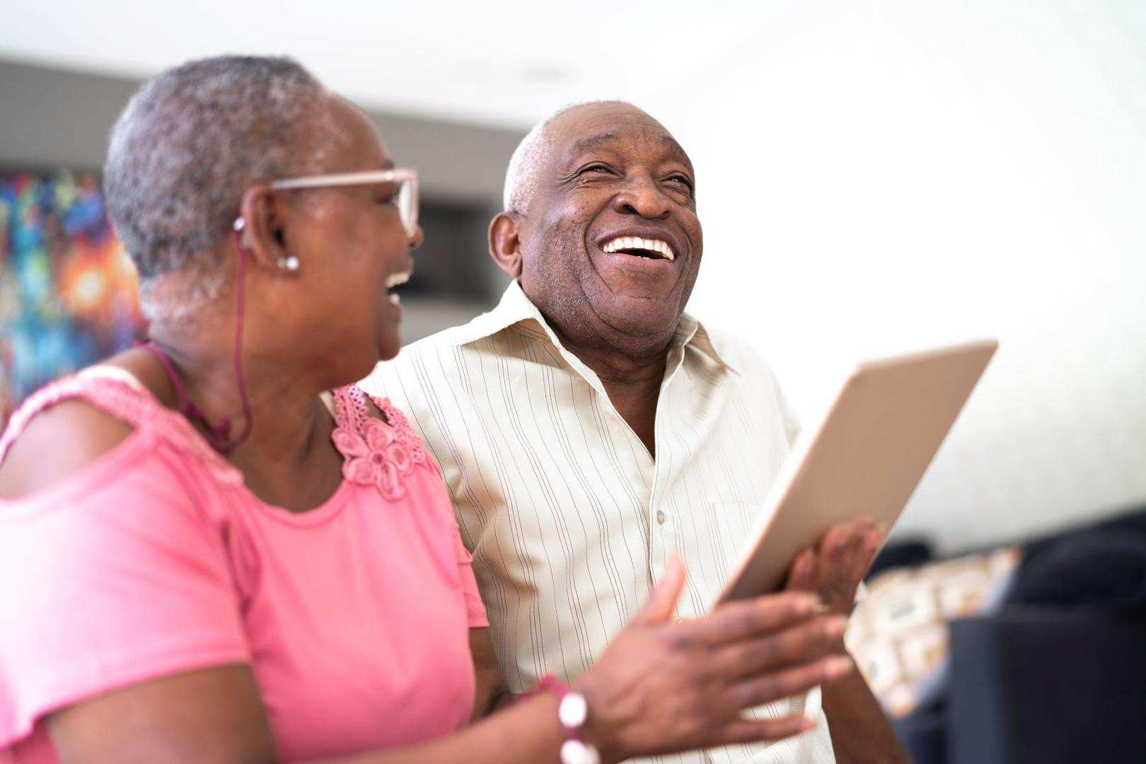 Senior couple laughing