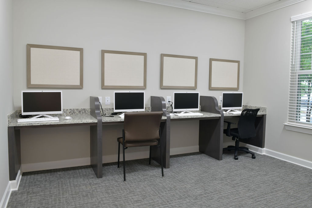 The computer room in True Light Haven, an affordable housing community