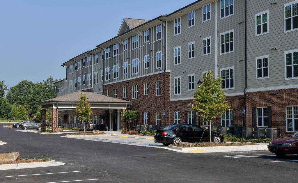 An exterior shot of the entrance of True Light Haven, an affordable housing community