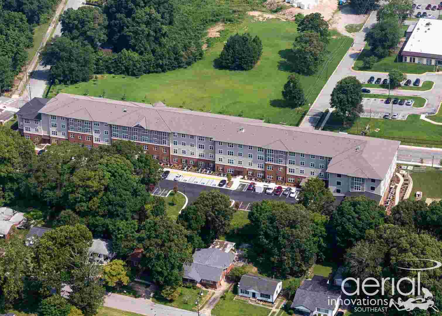 An aerial shot of True Light Haven, an affordable housing community