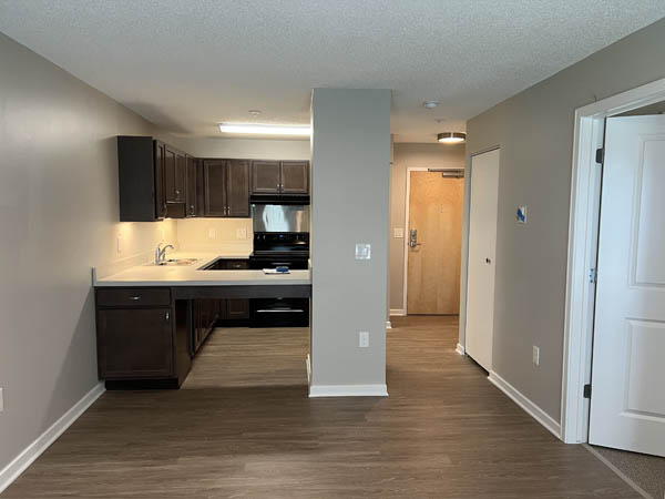 kitchen and front door