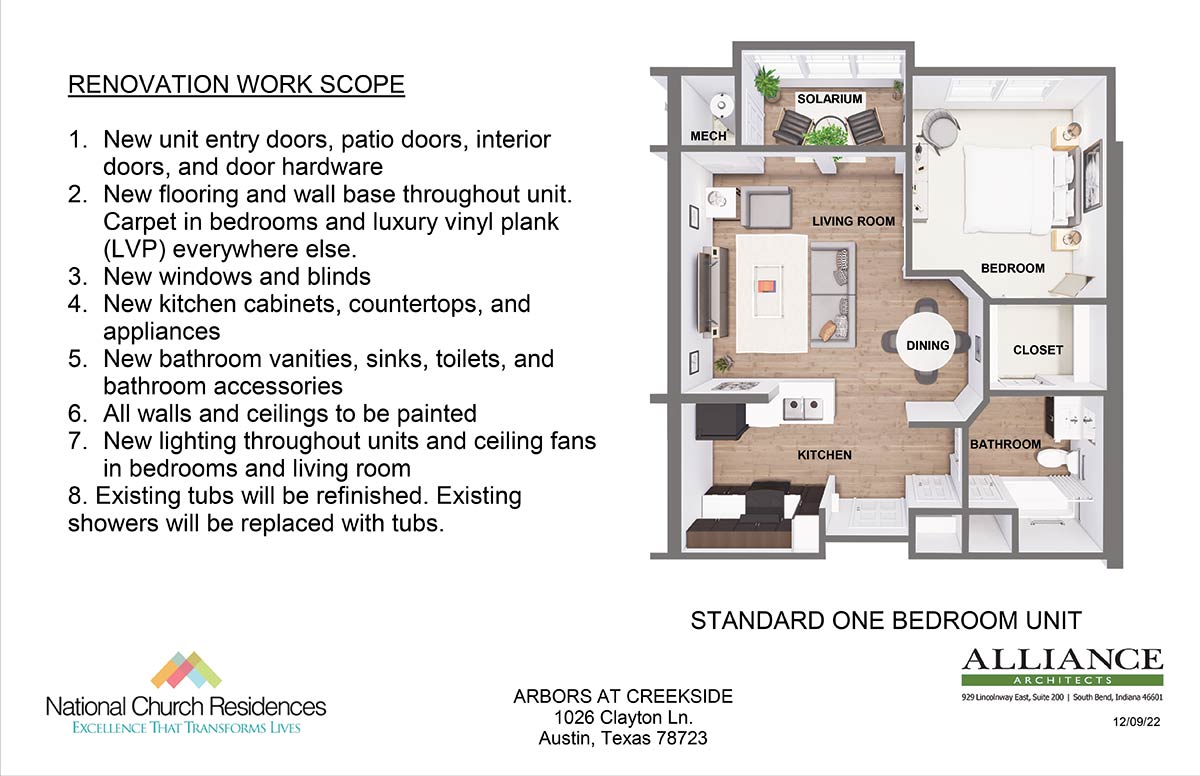 Arbors at Creekside - renovation - standard 1 bedroom