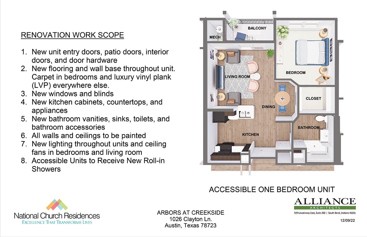 Arbors at Creekside - renovation - accessible 1 bedroom