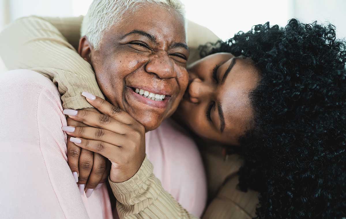 elderly and young women