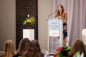 woman at podium