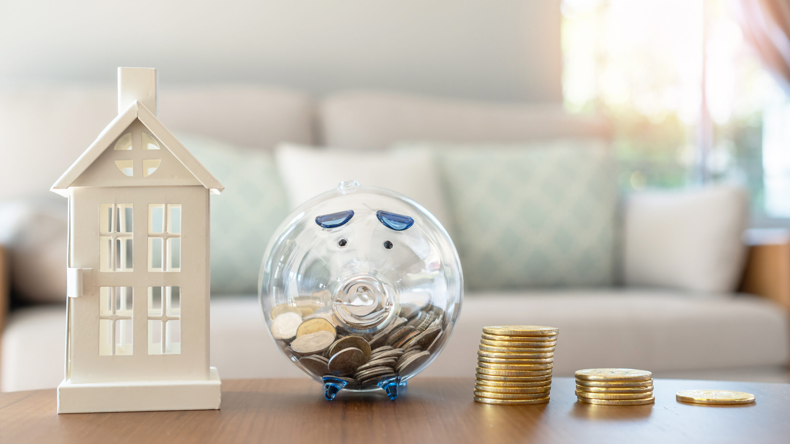 A piggy bank and coins representing legacy planning for seniors.