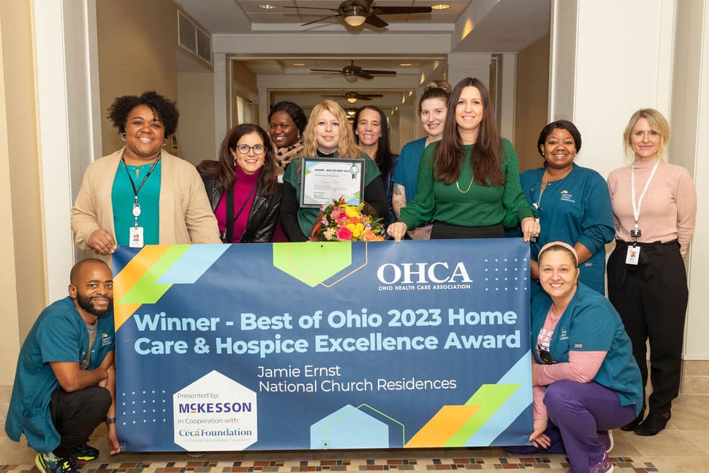 Jamie Ernst being recognized by the Ohio Health Care Association (OHCA) for her dedicated work ethic.