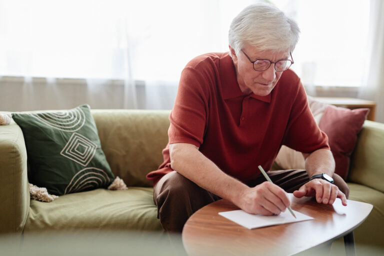 A senior creating a priority list for senior care.