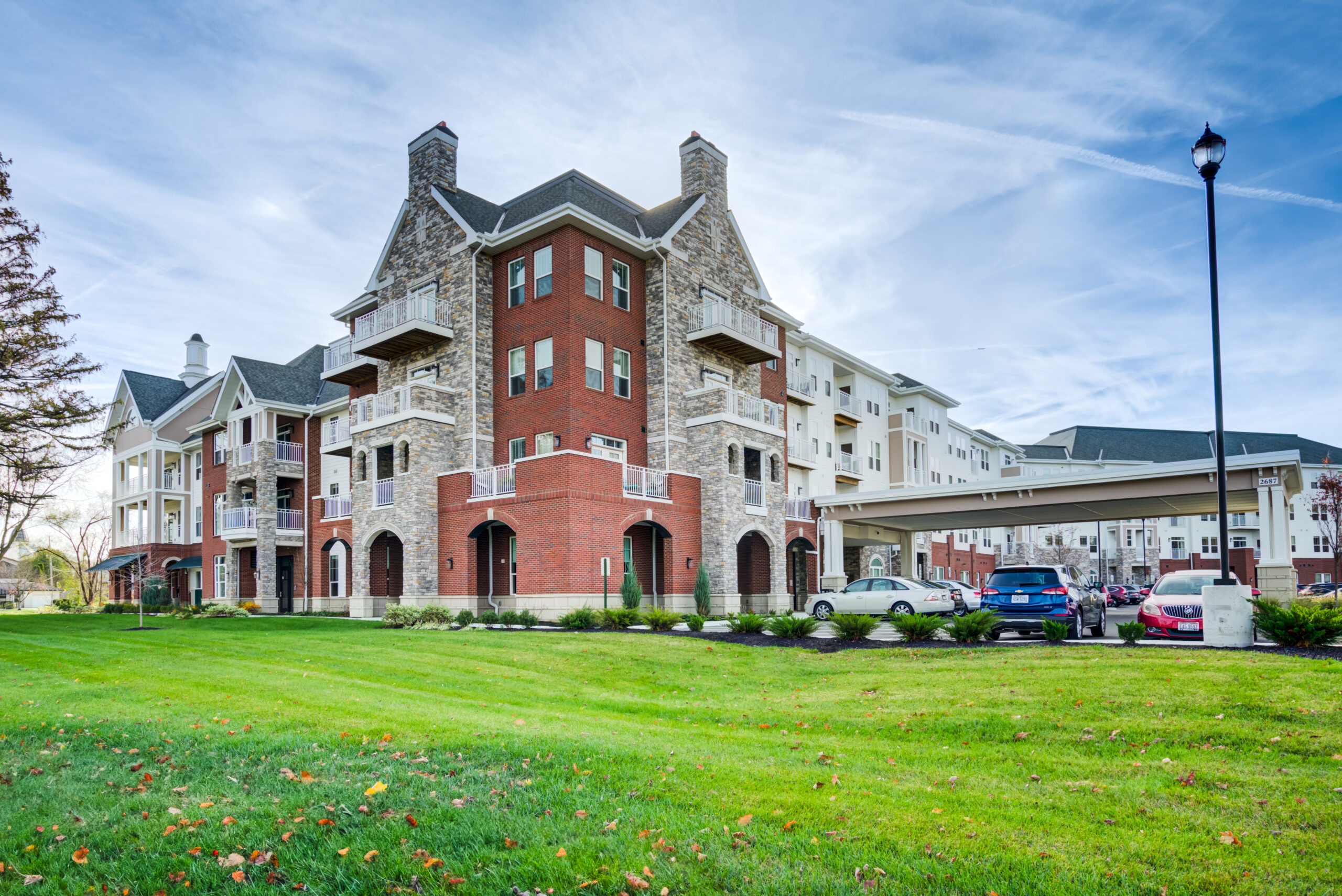 Exterior of Brookwood Point senior living community building