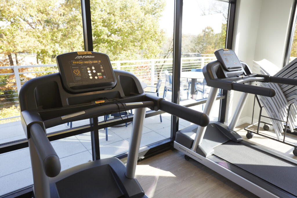 Treadmills in a bright fitness center