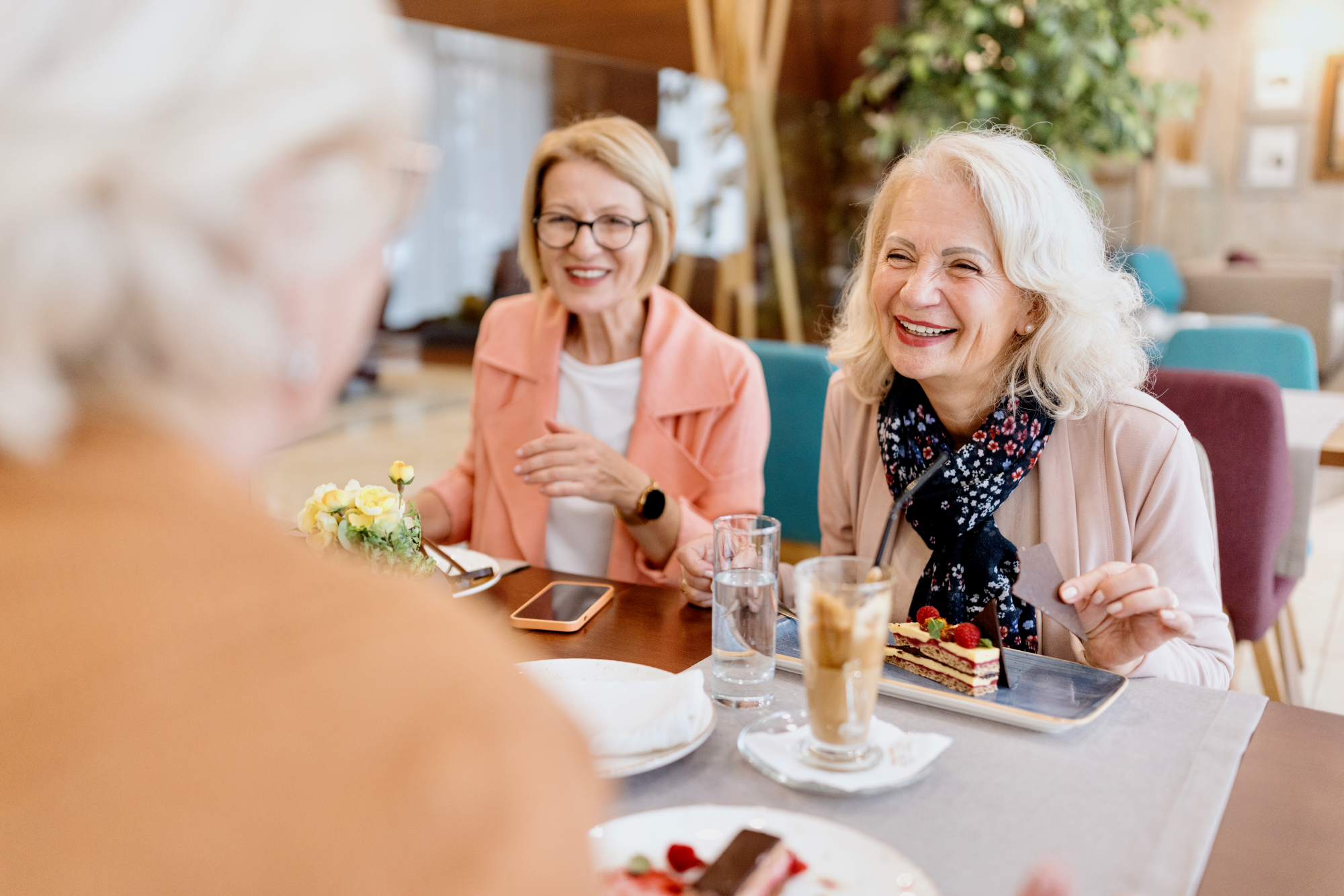 Senior women dining at Brookwood Point restaurant
