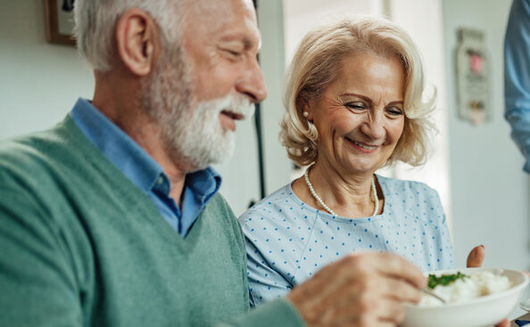 Seniors sharing lunch