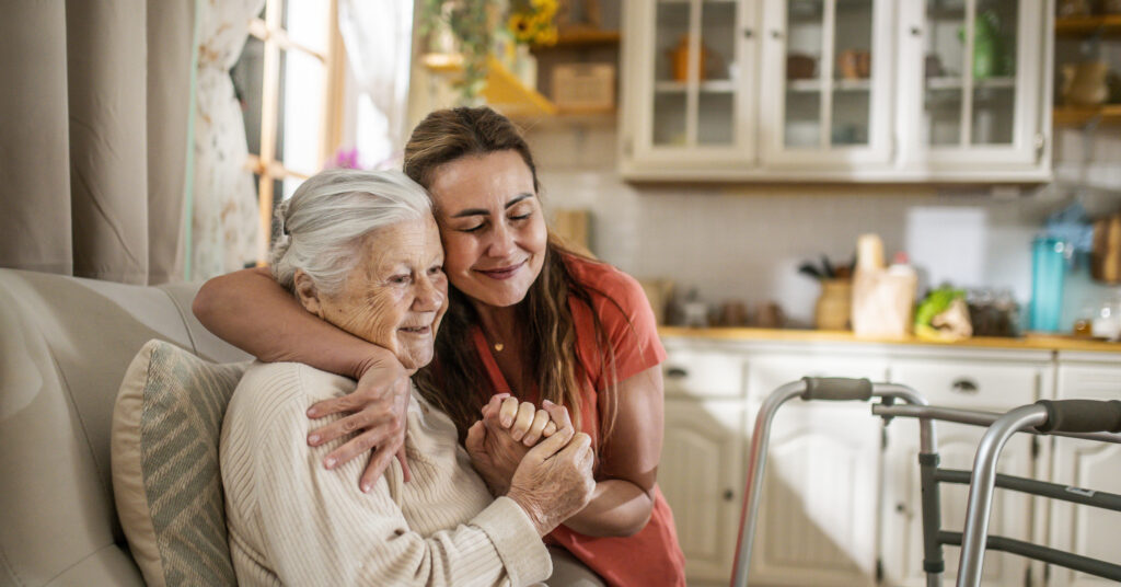 Senior with her caregiver