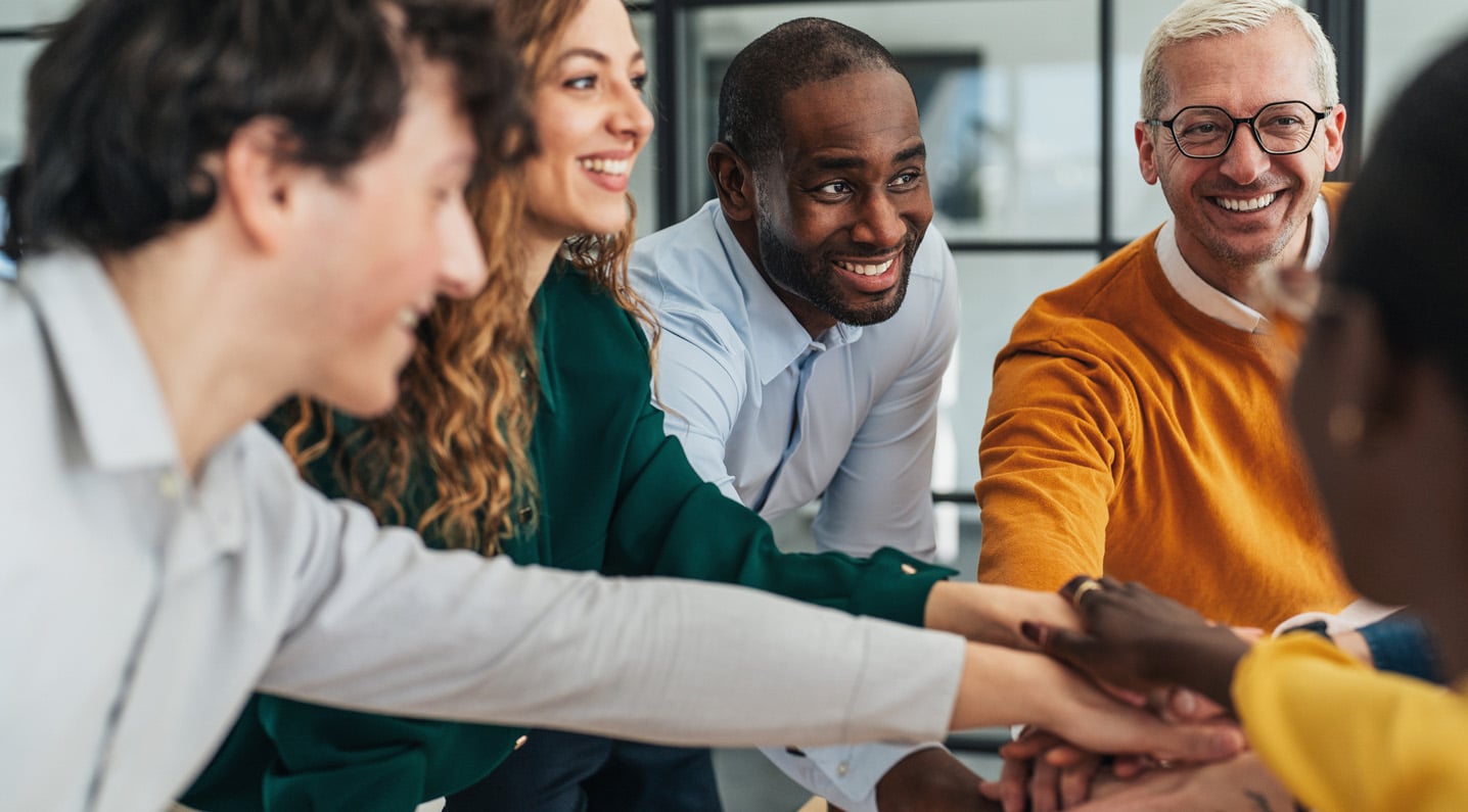 Group of business ppl coming in for a break