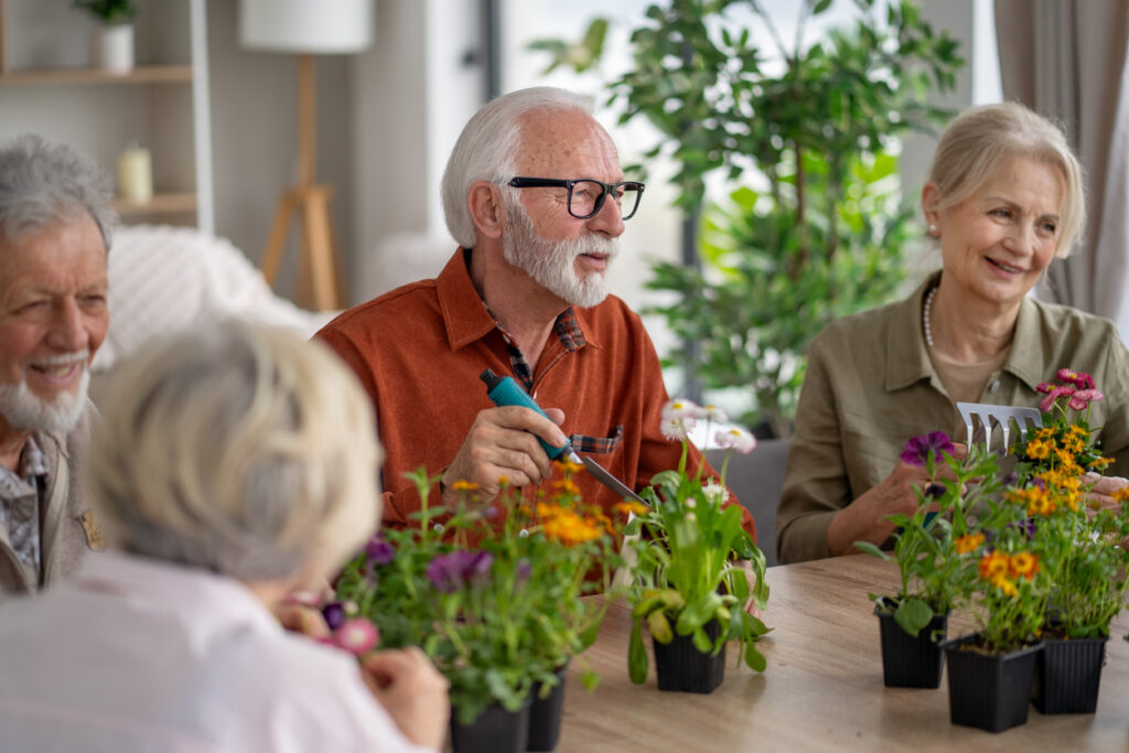 Group of senior doing gardening activity