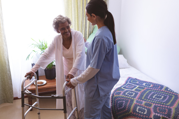 Caregiver helping patients