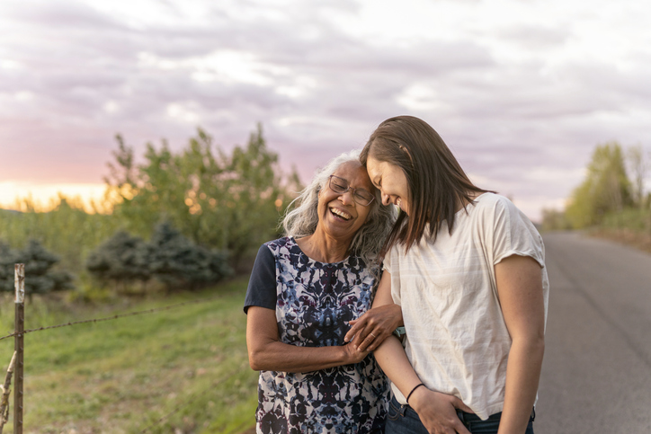 Senior enjoying time with daughter