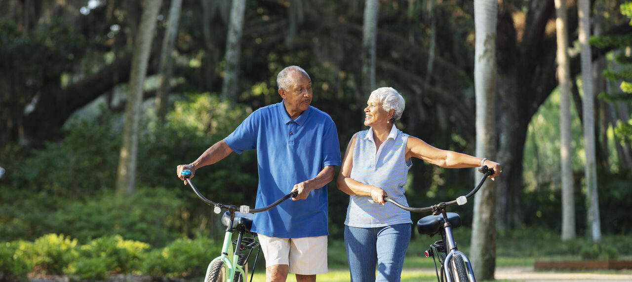 Seniors on bike trail