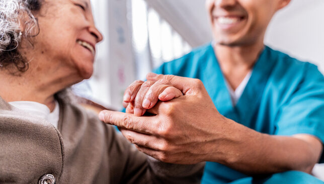 Senior with caregiver