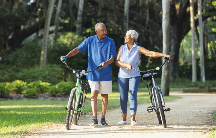Seniors on bike trail