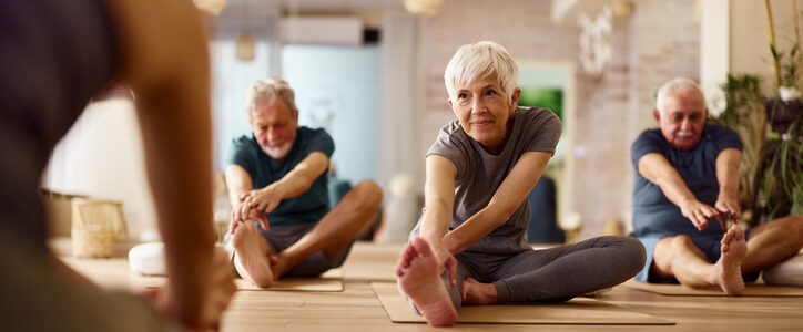 Active seniors stretching