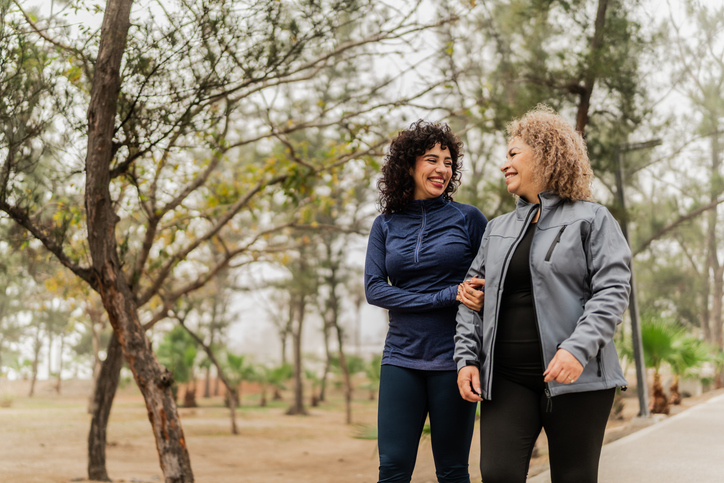 Senior with her daughter on a walk