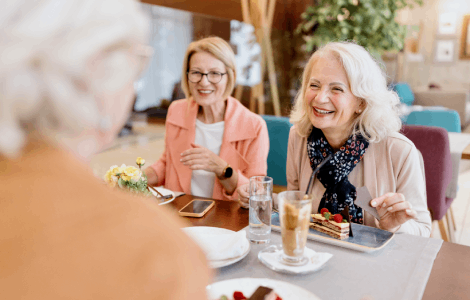 Senior women dining at Brookwood Point restaurant