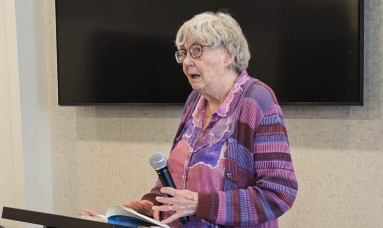 Laurel Richardson speaking at The Hartford about her book Falling Into A Good Life